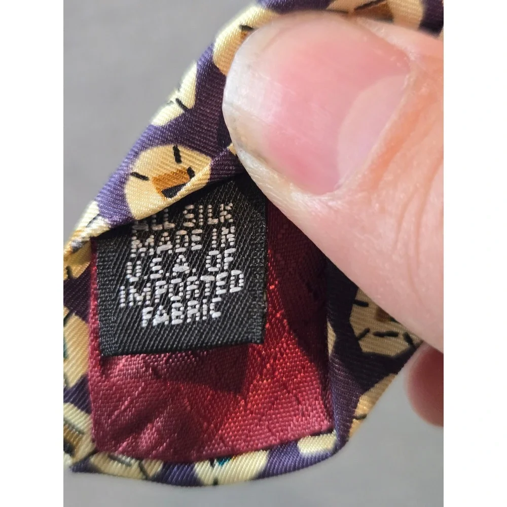 Christian Dior Monsieur Necktie Mens OS Purple Gold Geometric Silk Vintage 90s